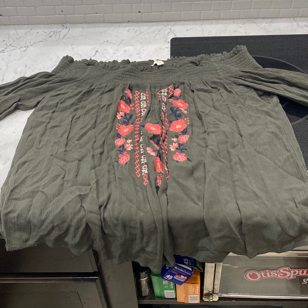 C - brand - Olive with pink floral pattern